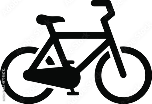 Black silhouette of a bicycle on a white background