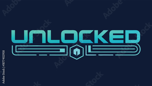 Modern vector graphic of 'unloc' in sleek UI style, perfect for tech and cybersecurity themes, conveying access and freedom.