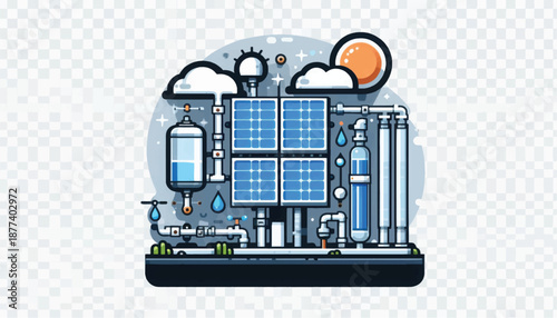 Renewable Energy System with Solar Panels.
