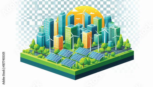 Sustainable City with Renewable Energy Sources.