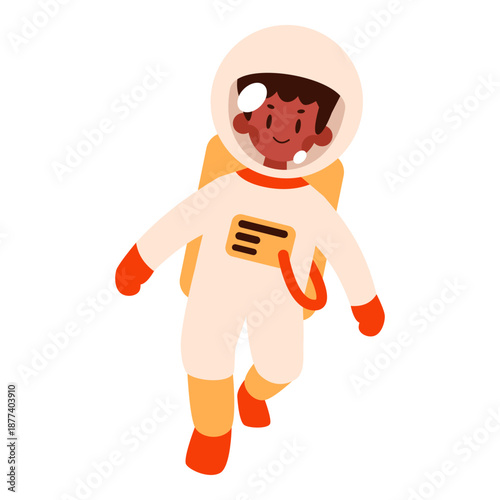 A spaceman, wearing a space suit illustration is suitable for Black History Month.