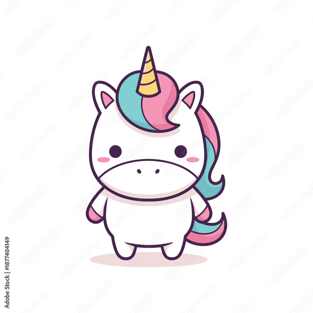Naklejka premium Adorable Cartoon Unicorn Illustration