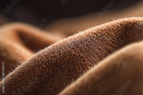 Close-up of Brown Fluffy Fabric Texture for Cozy Home Decor and Textile Design

