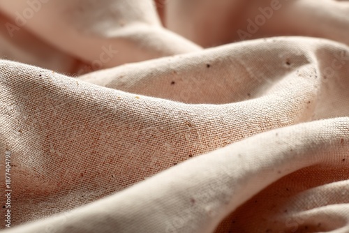 Close-up of Light Beige Natural Fabric Texture for Home Decor and Textile Design
