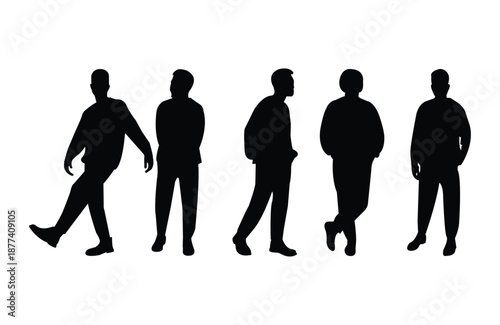 standing man silhouette in different types of position with standing sideways easy to edit and use standing sideways