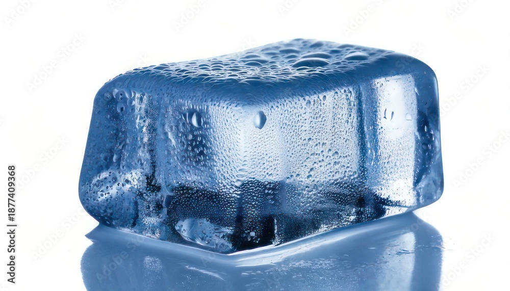 Obraz premium Clear Ice Cube on White Background.