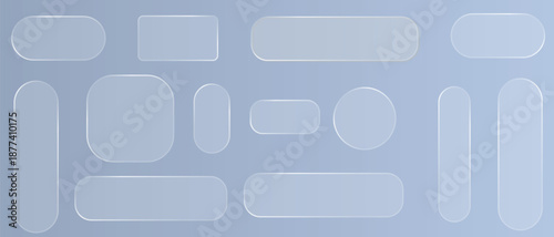 Liquid glass frame smartphone icon interface isolated for Control center widget square and circle banner with shine stroke. UI interface element with blur effect. Modern web design.