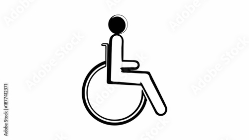 Simple illustration of a person in a wheelchair, viewed from the side, conveying accessibility and disability awareness