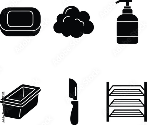 Solid glyph soap icons