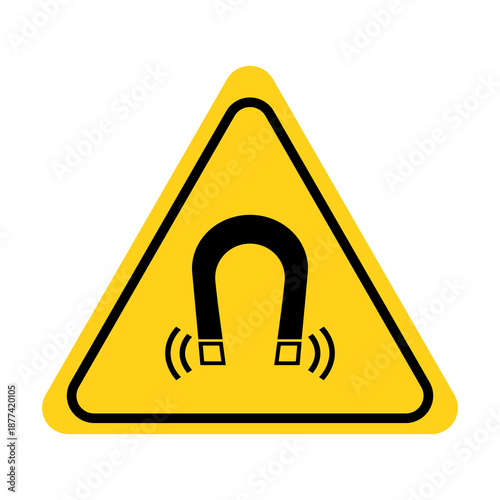 Strong magnetic field sign, Warning sign. Flat vector illustration design