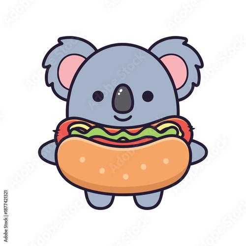 Koala Holding a Delicious Burger Illustration