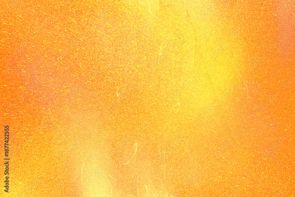 Fototapeta premium Orange glitter paper texture background with space. glitter star effect just like space. night sky universe rusty texture rough grain. 