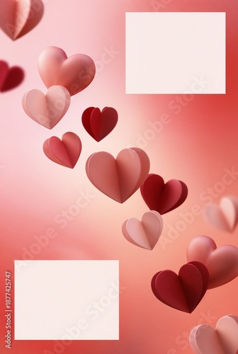 Wallpaper Mural Valentine’s Day Vertical Poster with 3D Hearts and Pink Gradient Background Torontodigital.ca