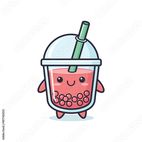 Cartoon Bubble Tea Character Illustration