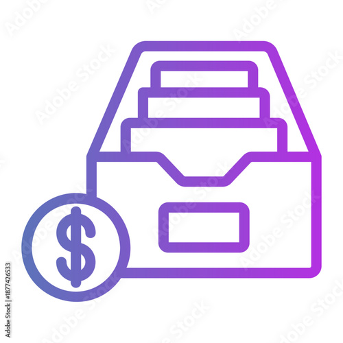 Financial file cabinet Line Gradient Icon