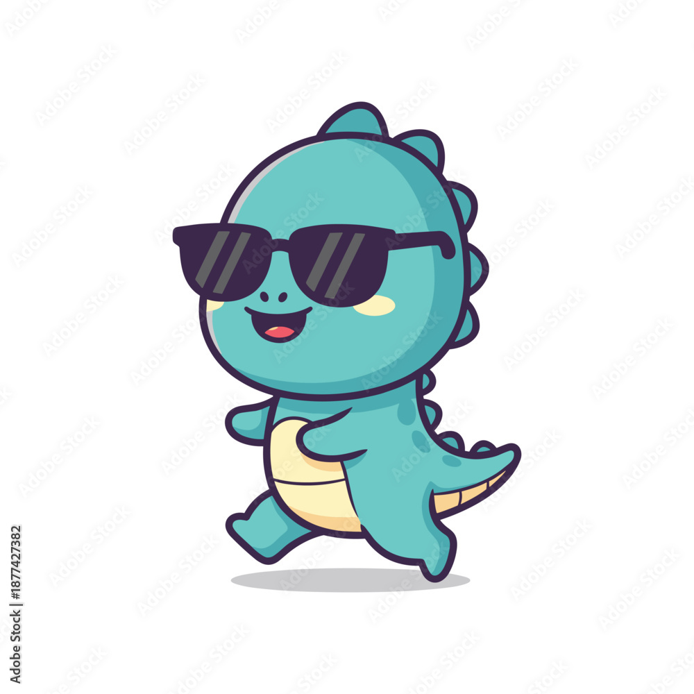 Fototapeta premium Cool Cartoon Dinosaur Character Illustration