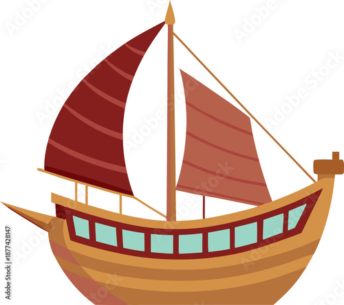 Dhow ship isolated on white