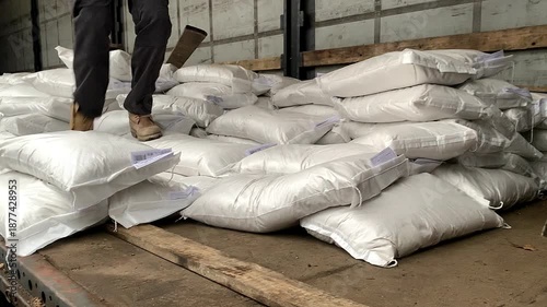 Men discovered a batch of drugs in white bags in a truck.