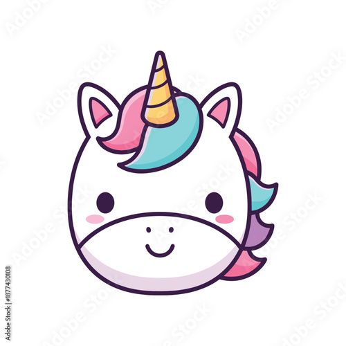 Adorable Cartoon Unicorn Head Illustration