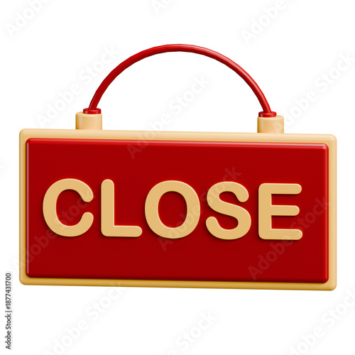 3D Render Close Sign on Black Background for Business Status