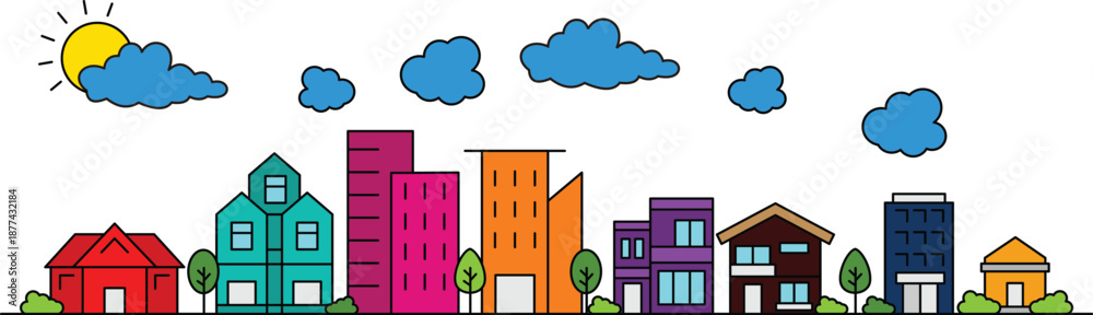 Fototapeta premium Buildings and Architecture Line Color Design Concept