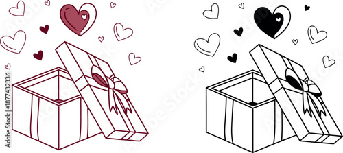  flat vector illustration of an open gift box 