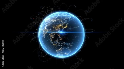 Wallpaper Mural Rotating Earth with Global Network Connections. Torontodigital.ca