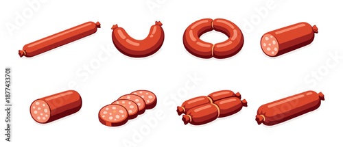 Assorted sausage set: variety of meat products in unique shapes and sizes
