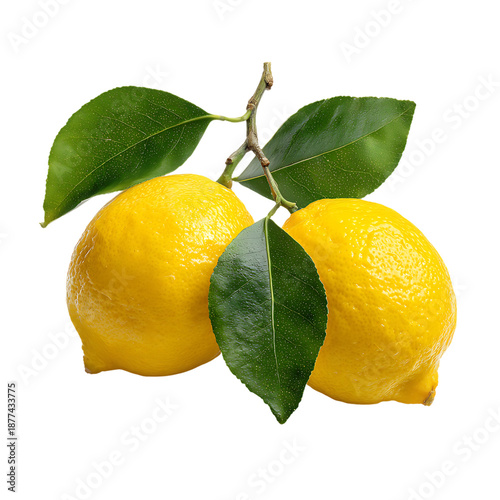 Two Beautiful Juicy Sicilian Lemon on white background