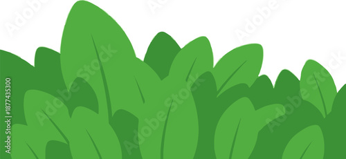 A cluster of lush green leaves in a stylized, cartoonish illustration with soft edges