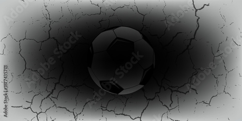 Soccer ball flew into the goal. Soccer ball bends the net, against the background of flashes of light. Soccer ball in goal net on blue background.
