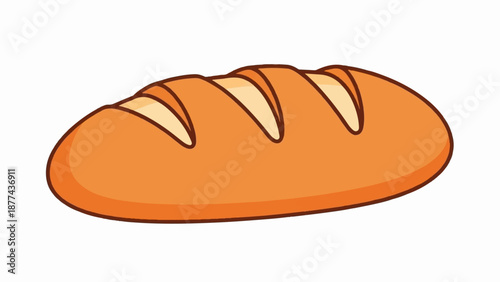 A cartoon-style loaf of bread with diagonal score marks on its crust