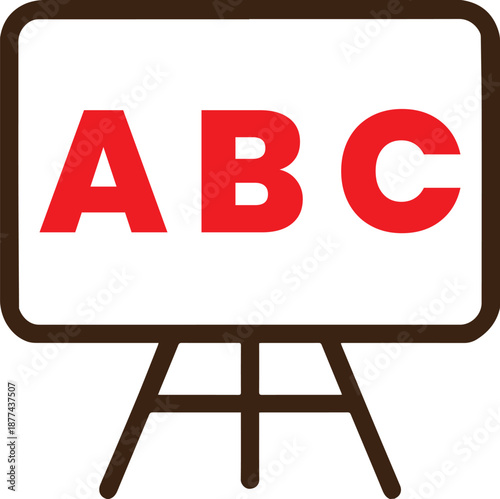 Vector illustration of a standing whiteboard easel featuring bold red letters ABC, representing the crucial foundation of literacy, language, and primary education.