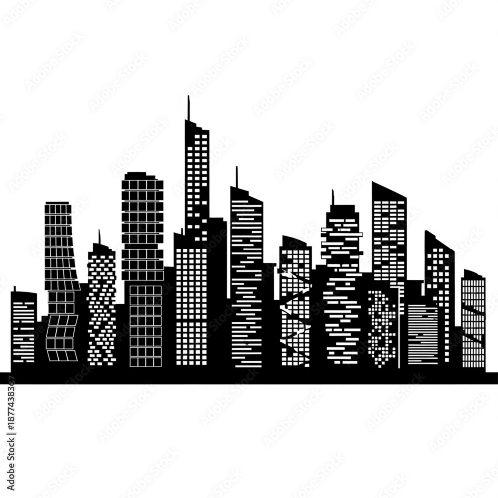 Fototapeta premium Modern city skyline with sleek skyscrapers and urban architecture