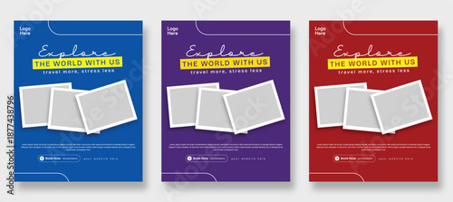 Creative Travel Advertisement Flyer Template For Tour And Holiday Promotion, Social media post design