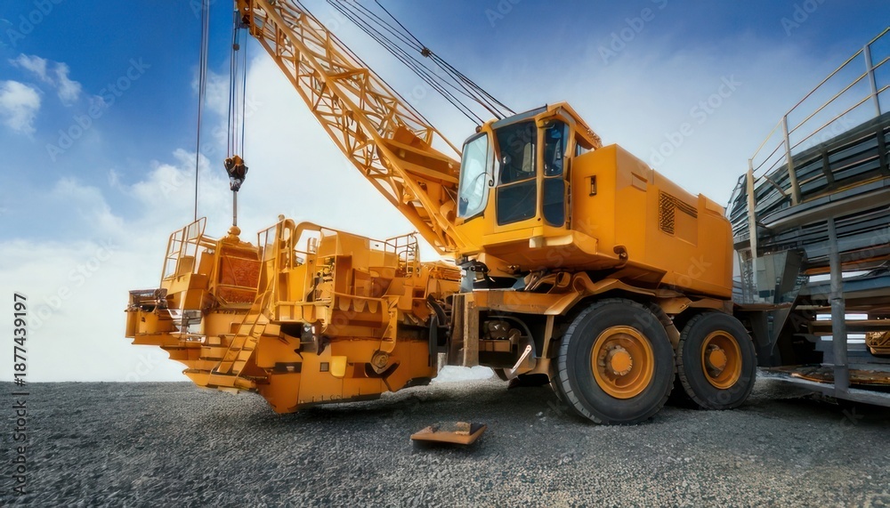 Fototapeta premium Heavy Duty Mobile Crane on Construction Site.