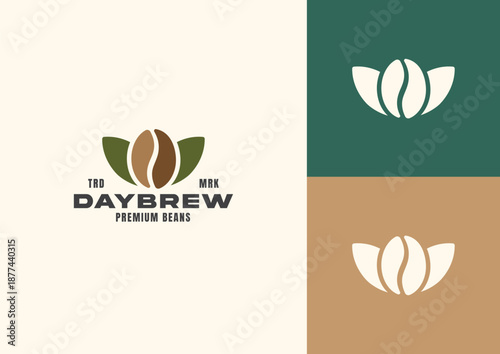 coffee bean with leaf logo design