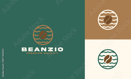 Coffee bean logo in circle 