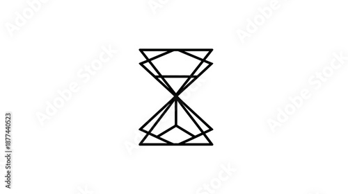 Graphic design of an hourglass shape created using geometric triangles and squares