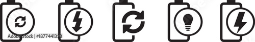 Flat design battery icon representing power, energy, charging status, or electricity. Suitable for technology, electronics, mobile devices, and energy-related projects.