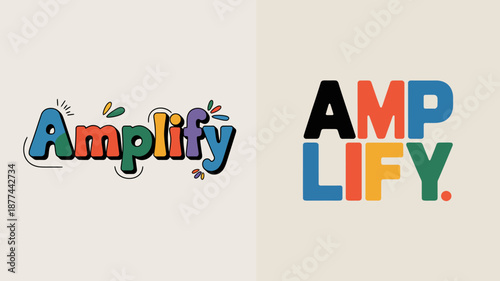 a vibrant visual presentation of the amplify brand showcasing its colorful logo and typography with creative design elements and a modern aesthetic high quality professional detailed