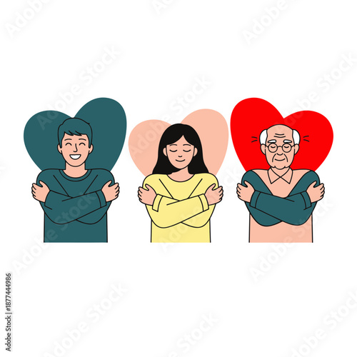 Illustration of people from different generations showing love and affection, embodying the concept of Love Language