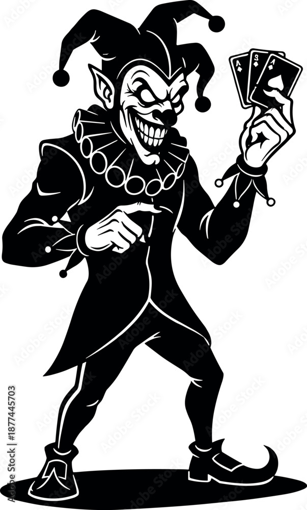 Fototapeta premium Circus clown vector illustration silhouette cricut design