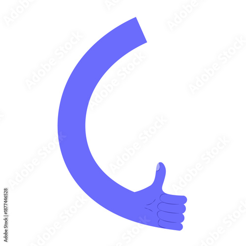 Stylized Flexible Purple Arm Giving Thumbs Up Gesture