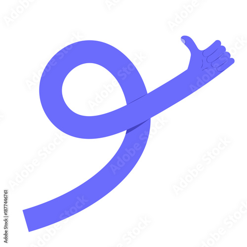 Cartoon Flexible Bendy Arm Giving Thumbs Up Gesture