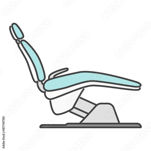 シンプルな歯科チェアのイラスト 水色 歯科ユニット単体