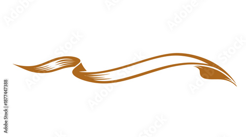 A flowing ribbon design, brown hue, with curling edges and open space for text