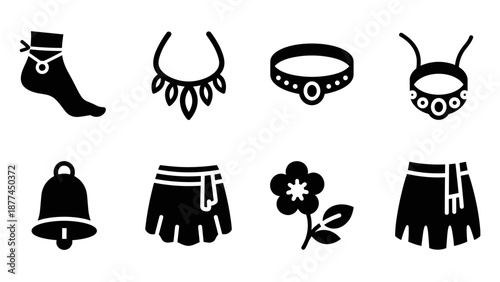 Traditional belly dance accessories collection in silhouette style
