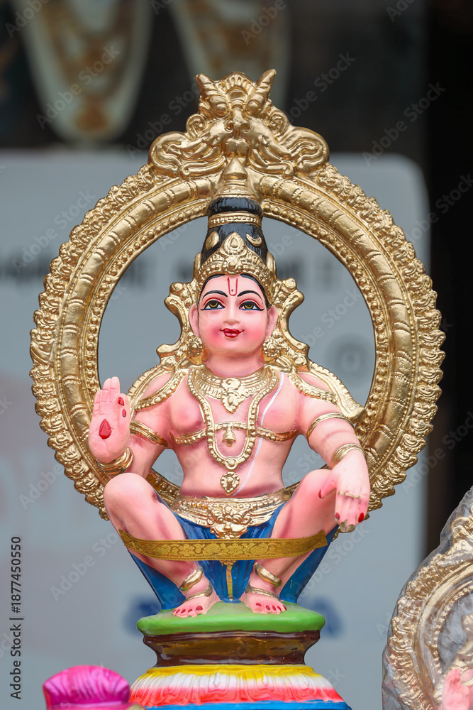 Obraz premium God Ayyappan idol displayed for sale in a shop for the golu festival