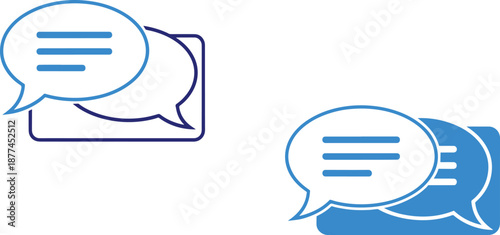 Chat bubble icons with message lines for communication and feedback
